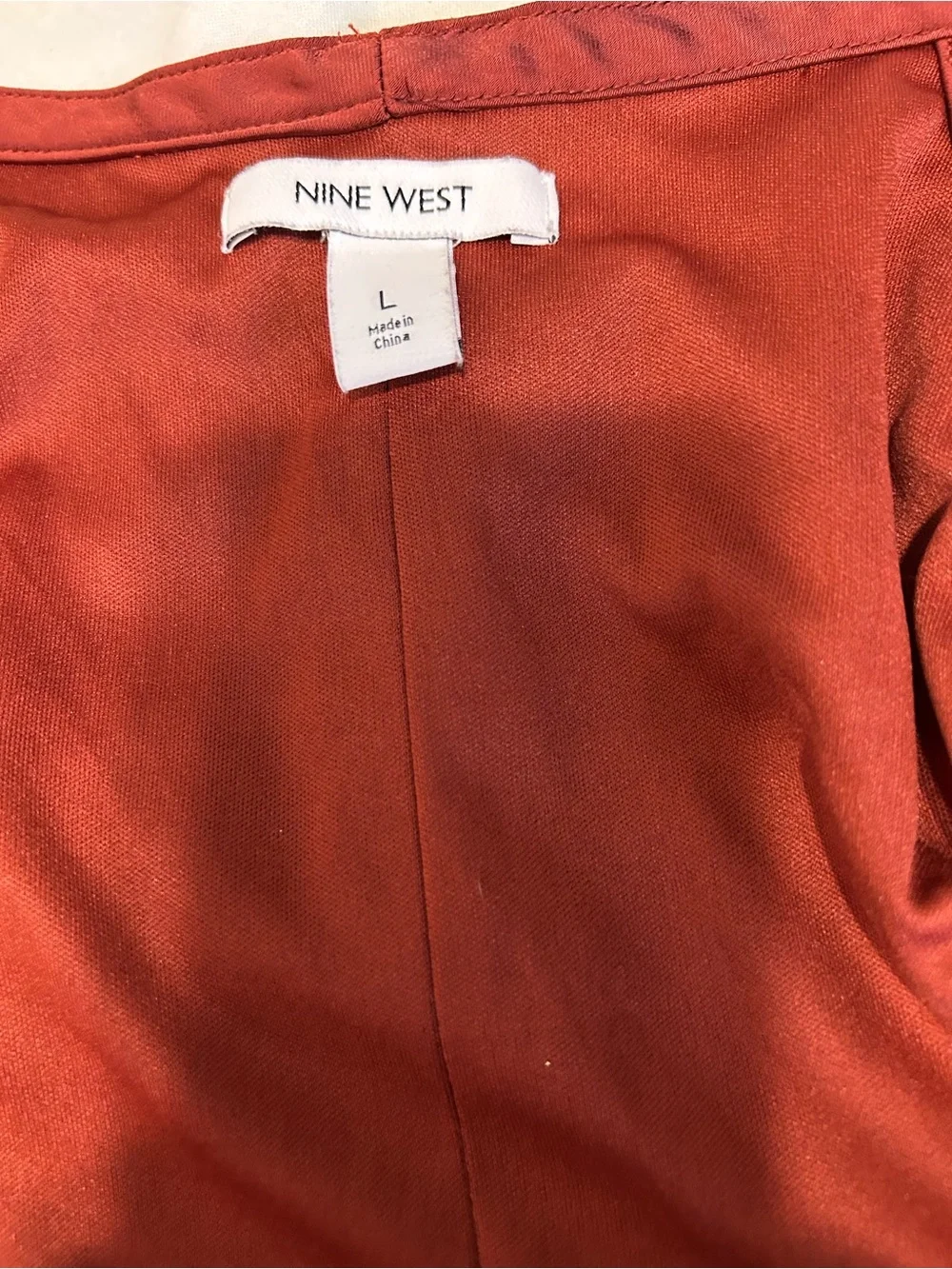 Nine West Rust-Orange Cold-Shoulder Wrap Maxi Dress